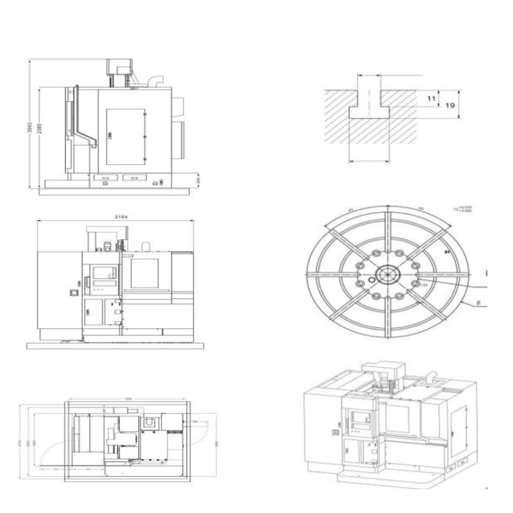 Afming Fixed-beam Gantry Five-axis CNC Machine GMU-400 Machine arrangement diagram