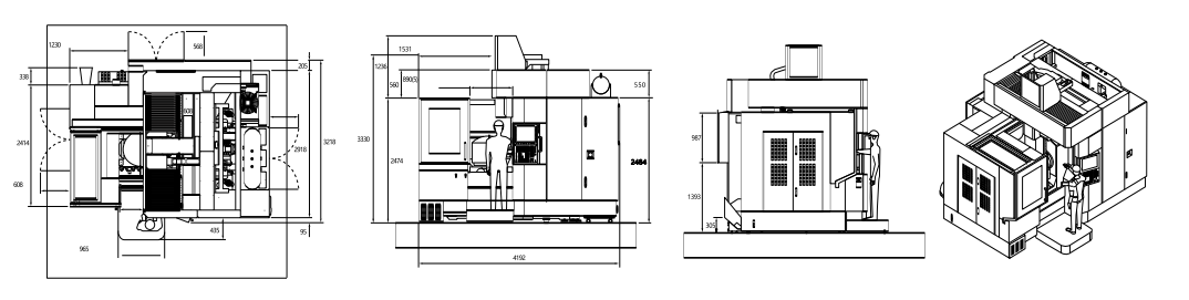 Afming 5 axis Fixed-beam Gantry CNC Machine Center GMU-750 layout